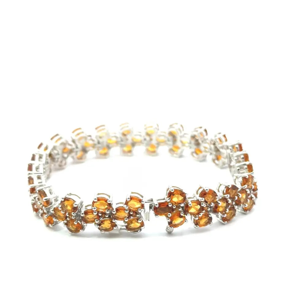 Semi Precious Gemstone 100% Natural Citrine Tennis Bracelet For Women Wholesale Fine Jewelry