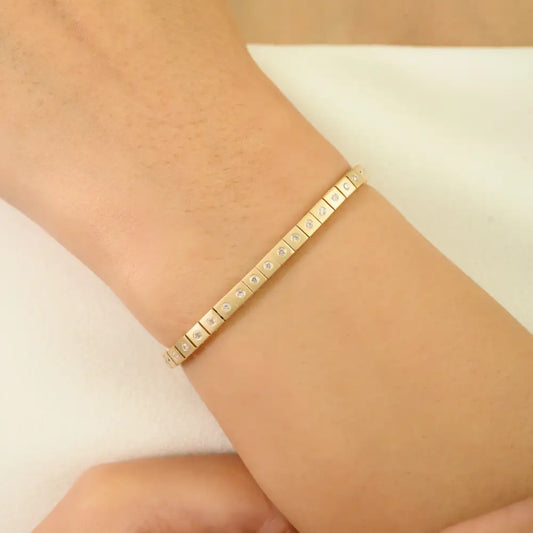 Wholesale Price Natural Diamond Tennis Bracelet K14 Solid Yellow Gold Best Selling Jewelry