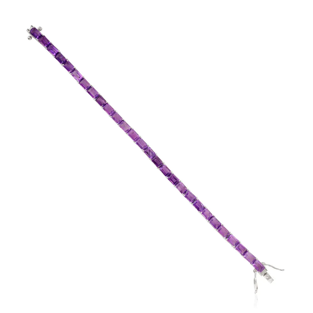 February Birthstone Genuine Amethyst Tennis Bracelet For Wedding Gift Latest Design Fine Jewelry