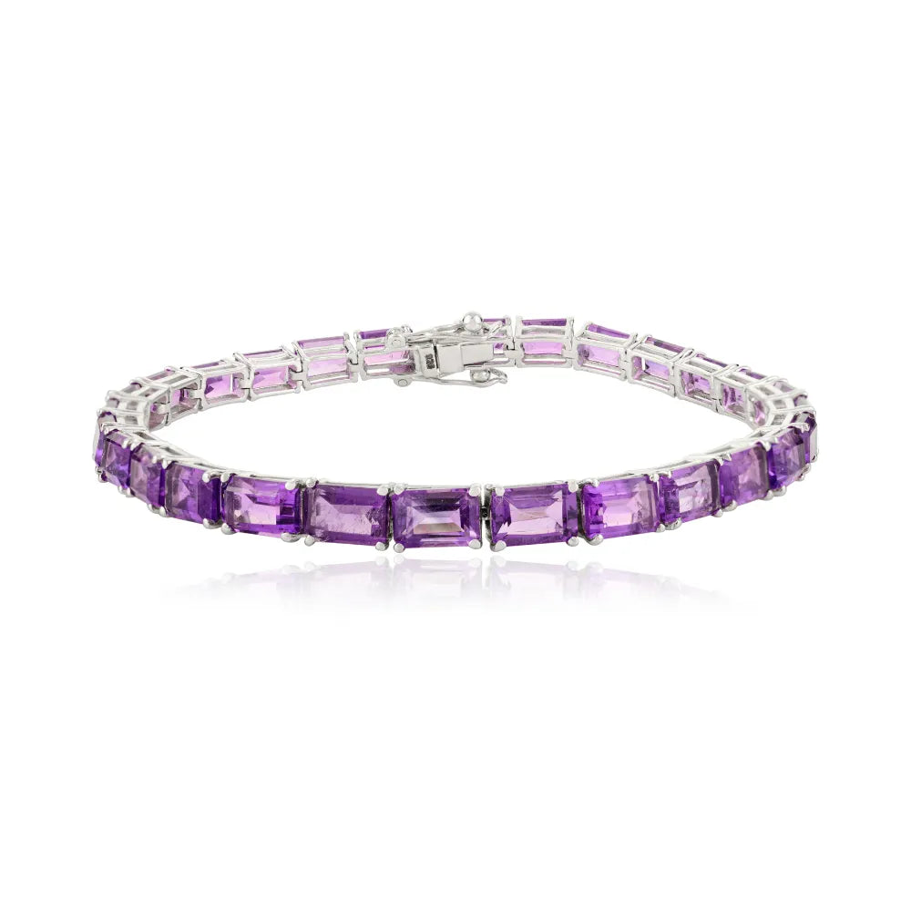 February Birthstone Genuine Amethyst Tennis Bracelet For Wedding Gift Latest Design Fine Jewelry