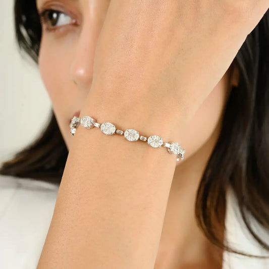 Unique Designer White Gold 100% Natural Diamond Stacked Tennis Bracelet For Unisex