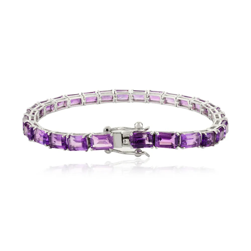 February Birthstone Genuine Amethyst Tennis Bracelet For Wedding Gift Latest Design Fine Jewelry