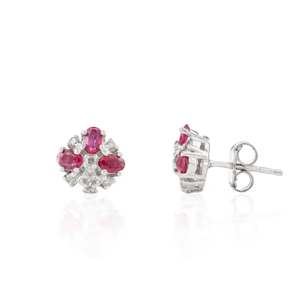 Premium Quality Handmade Real Ruby & Americamn Diamond Small Stud Earrings For Daily Wear