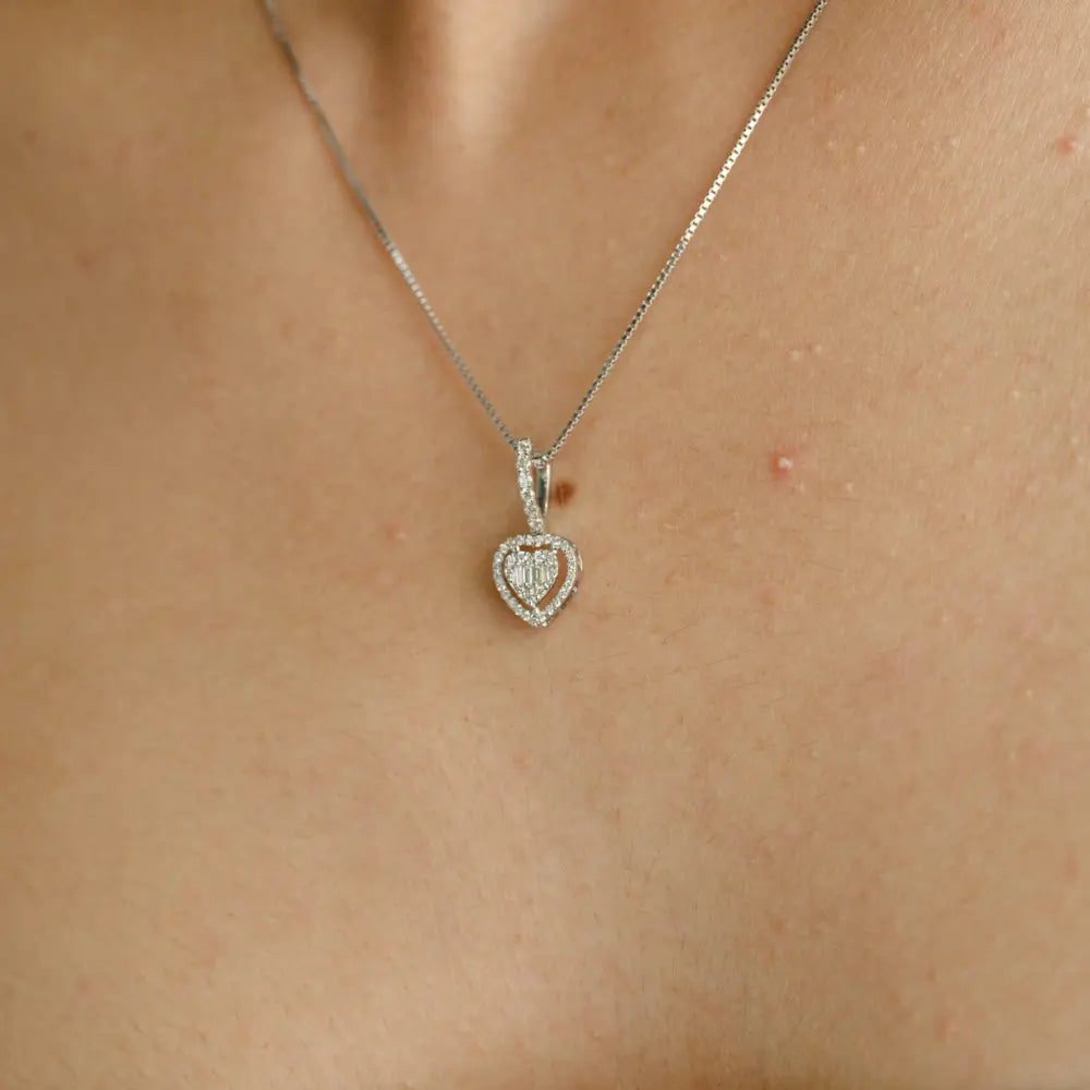 Best Selling Product Natural Diamond 18K Fine White Gold Heart Dainty Pendant