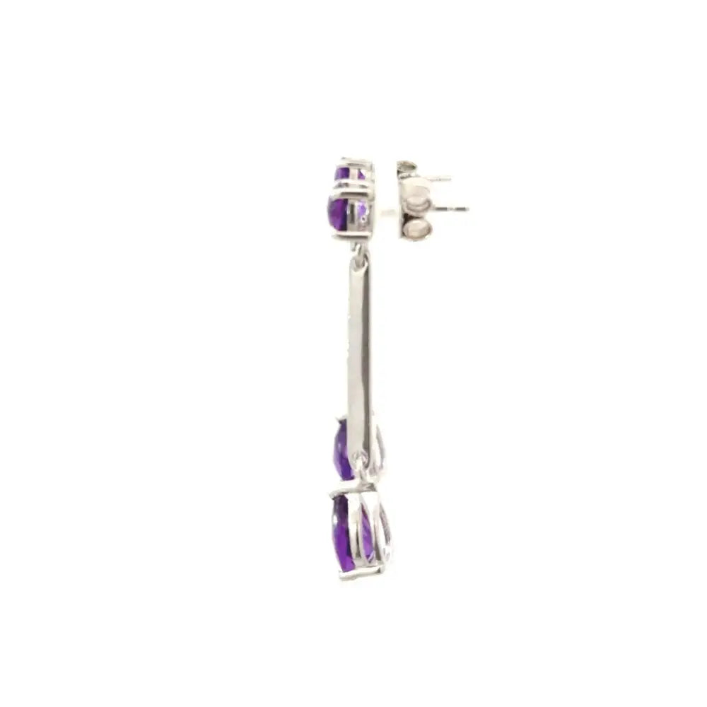 Handcrafted Jewelrt Manufacturer 925 Silver Genuine Amethyst Long Dangle Earrings For Women
