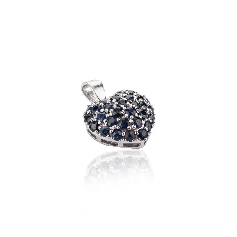 September Birthstone 100% Natural Blue Sapphire Heart Shape Pendant In Real 925 Sterling SilverEveryday Jewelry