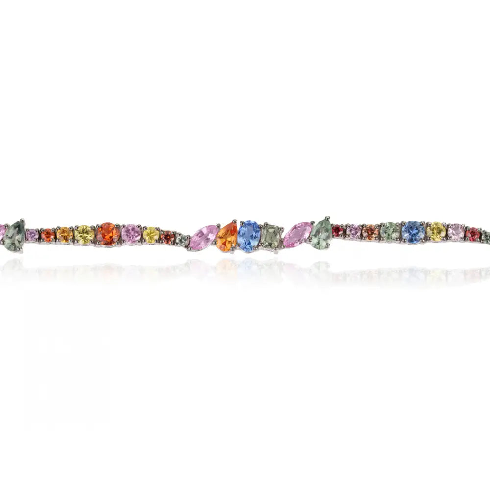 Mixed Shape Multi Sapphire Gemstone 18K Solid White Gold Tennis Bracelet Wedding Jewelry Manufacturer