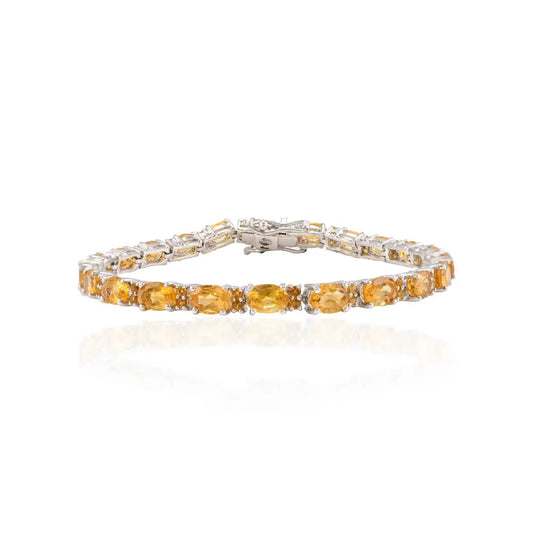 Popular Design Citrine Tennis Bracelet In 925 Solid Silver Women Gift Jewelry Manufacturer