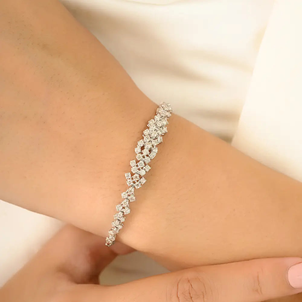 Most Beautiful New Arrivals Genuine Diamond Statement Bracelet 18K Gold Unisex Jewelry