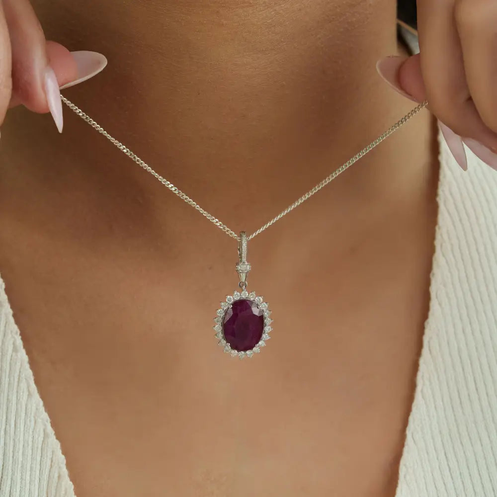 8.7ct. Ruby & Diamond Openable Cluster Pendant Statement Wedding Jewelry 14K White Gold