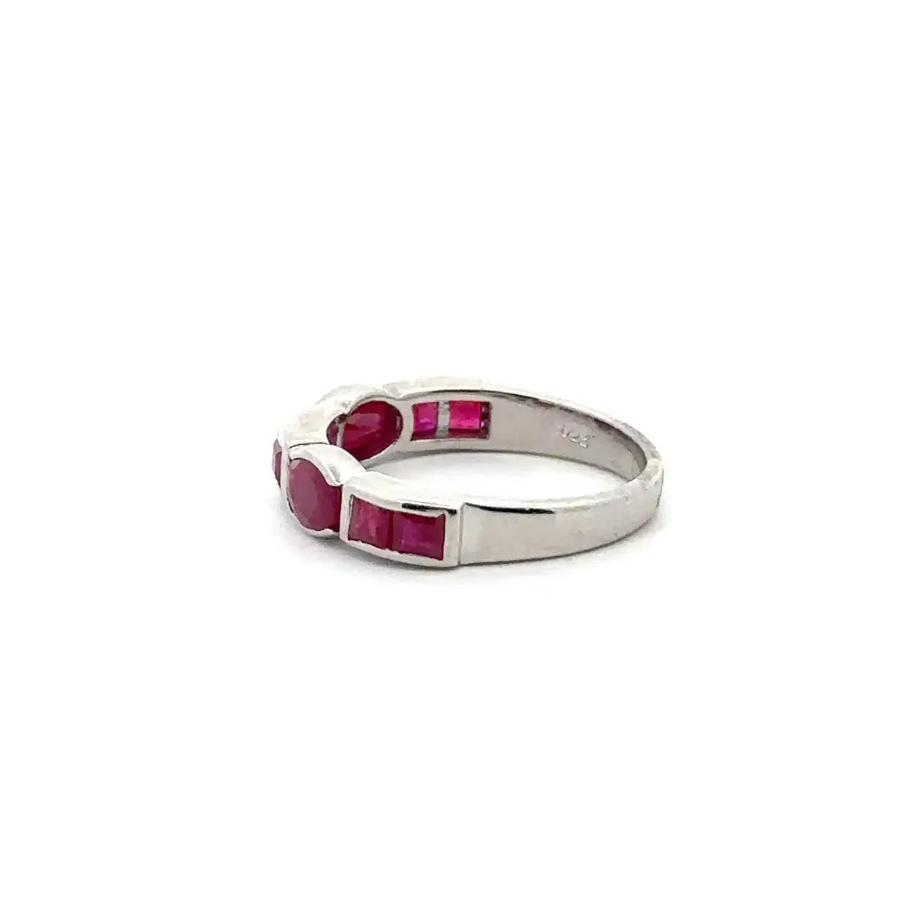 Best Selling Products Genuine Ruby Half Eternity Band Ring Set In Sterling 925 Silver Women Jewelry