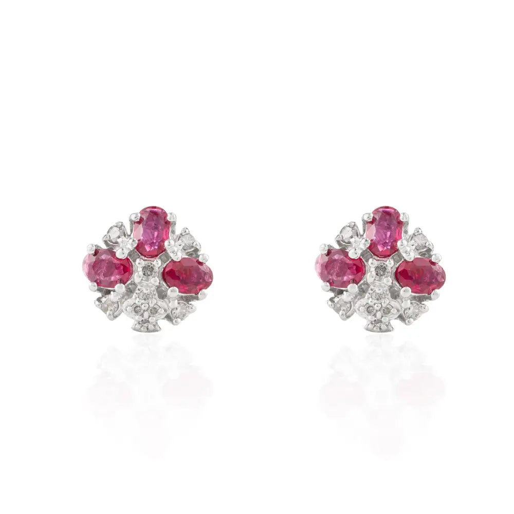 Premium Quality Handmade Real Ruby & Americamn Diamond Small Stud Earrings For Daily Wear