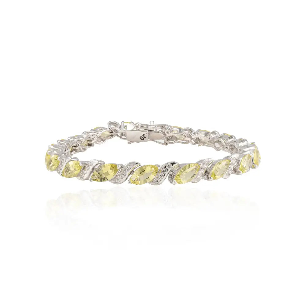 August Birthstone Peridot & American Diamond Solid Silver Tennis Bracelet Bulk Women Jewelry