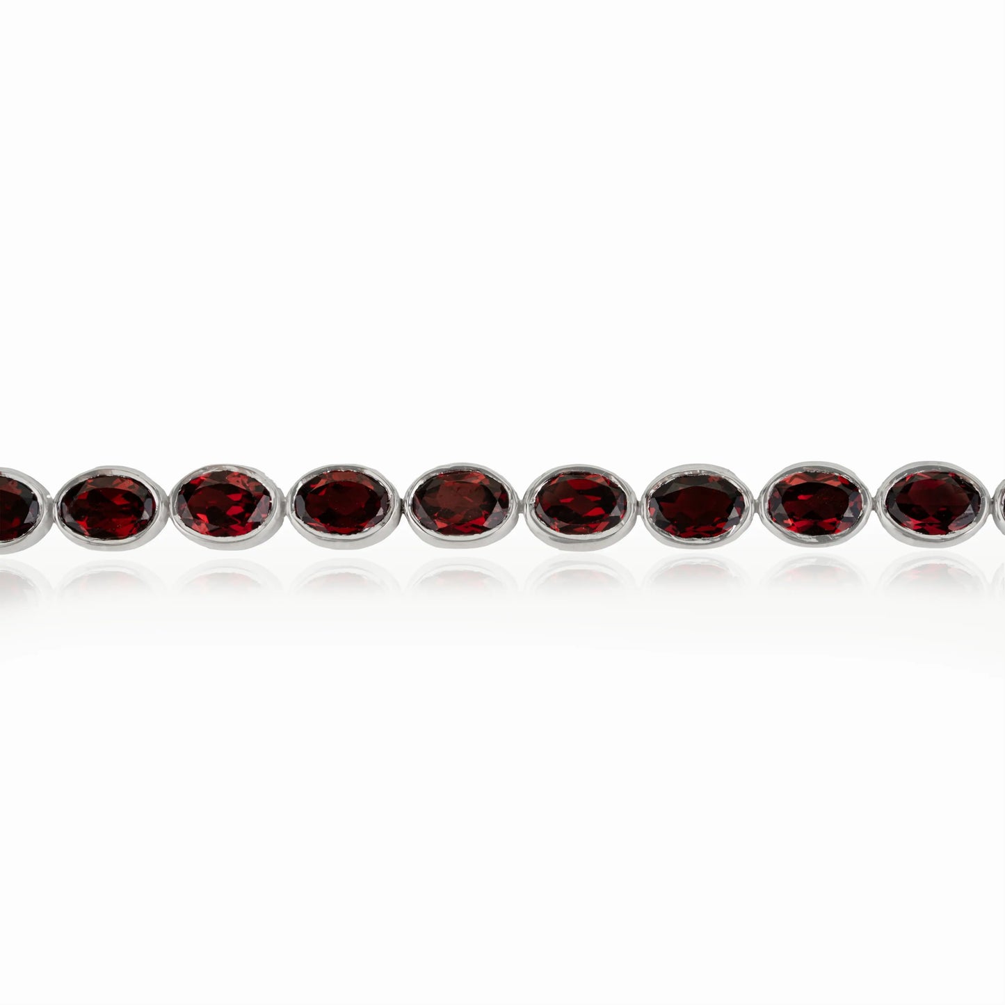 Stunning 925 Sterling Silver Oval Cut Natural Garnet Tennis Bracelet For Women's Party Wear