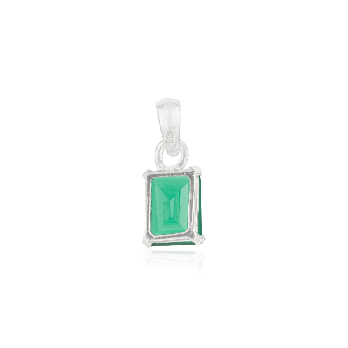 Minimalist 925 Sterling Silver Natural Green Onyx Single Stone Pendant For Women's
