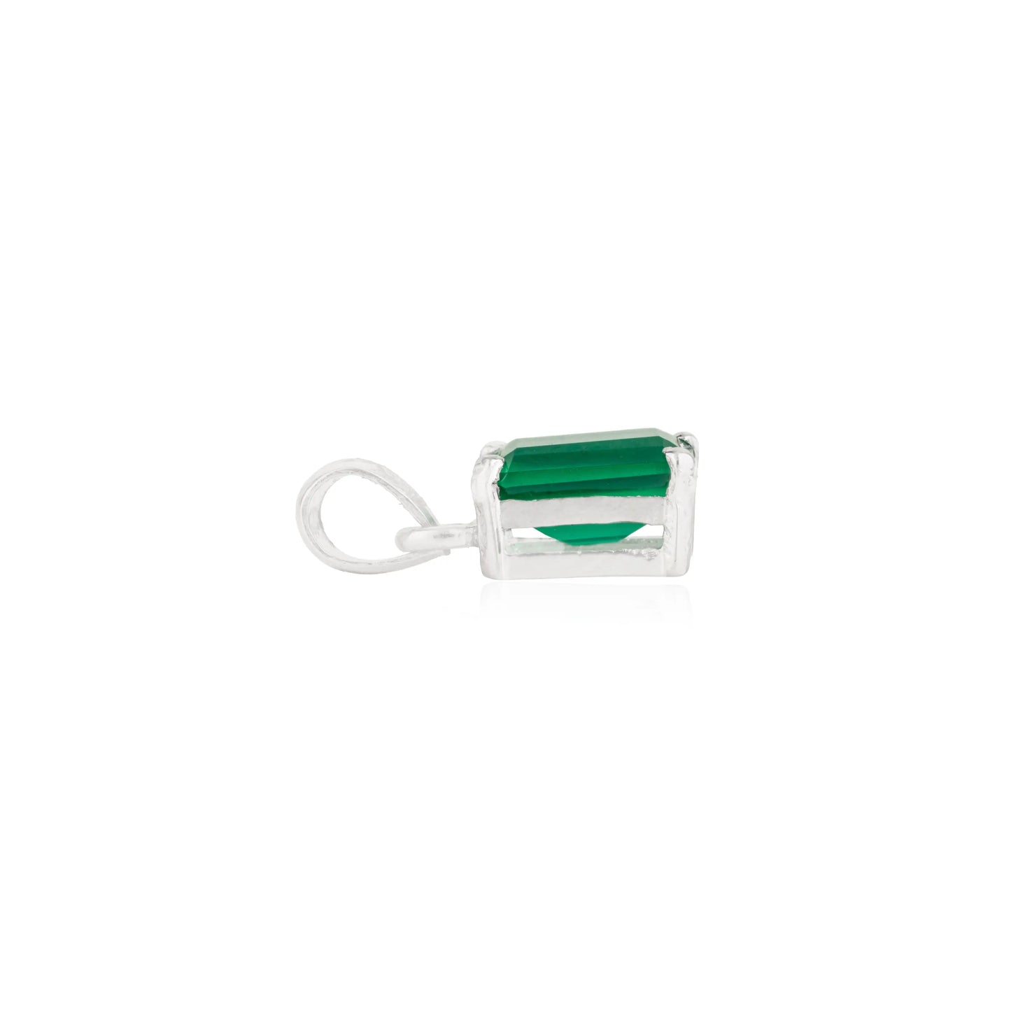 Minimalist 925 Sterling Silver Natural Green Onyx Single Stone Pendant For Women's