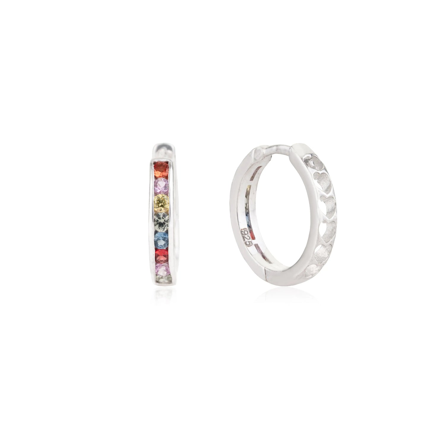 Solid 925 Sterling Silver Round Cut Multi Sapphire Gemstone Hoop Earrings For Women Party Wear Jewelry