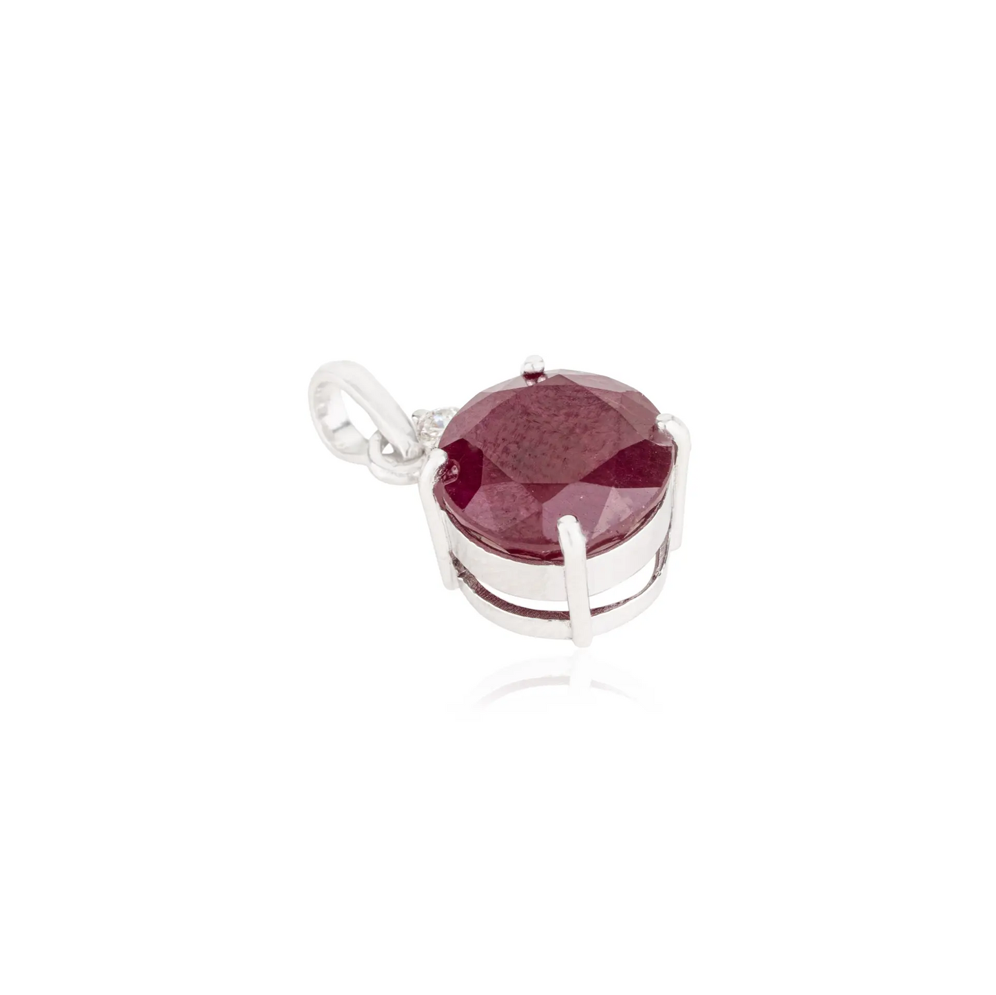 7.15 ct July Birthstone Natural Ruby & Diamond 925 Sterling Silver Fine Pendant Jewelry