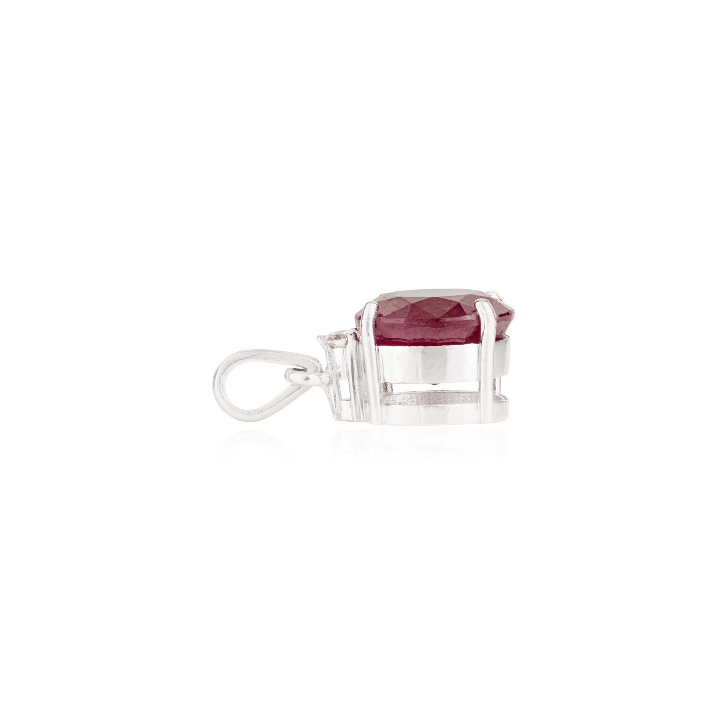 7.15 ct July Birthstone Natural Ruby & Diamond 925 Sterling Silver Fine Pendant Jewelry