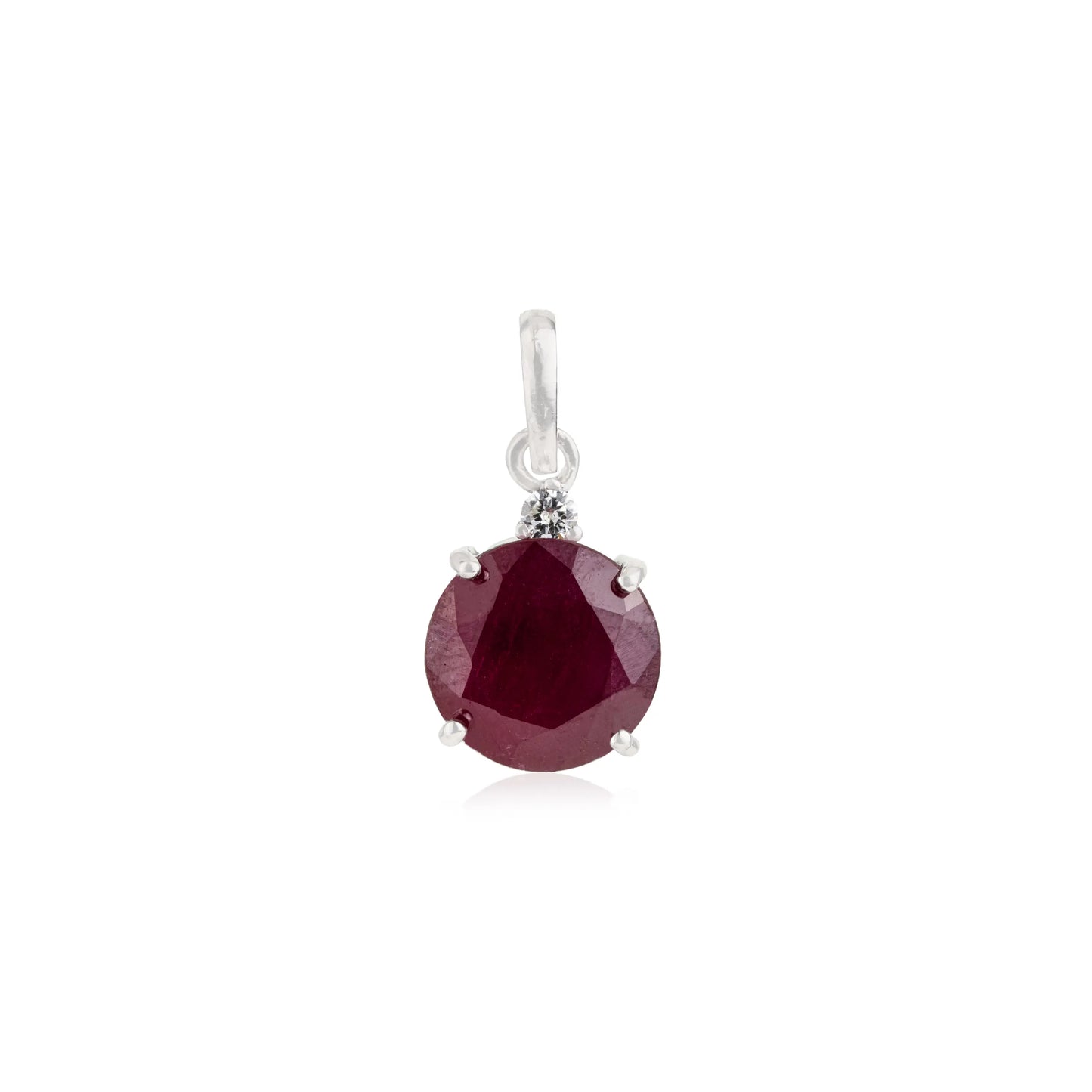 7.15 ct July Birthstone Natural Ruby & Diamond 925 Sterling Silver Fine Pendant Jewelry