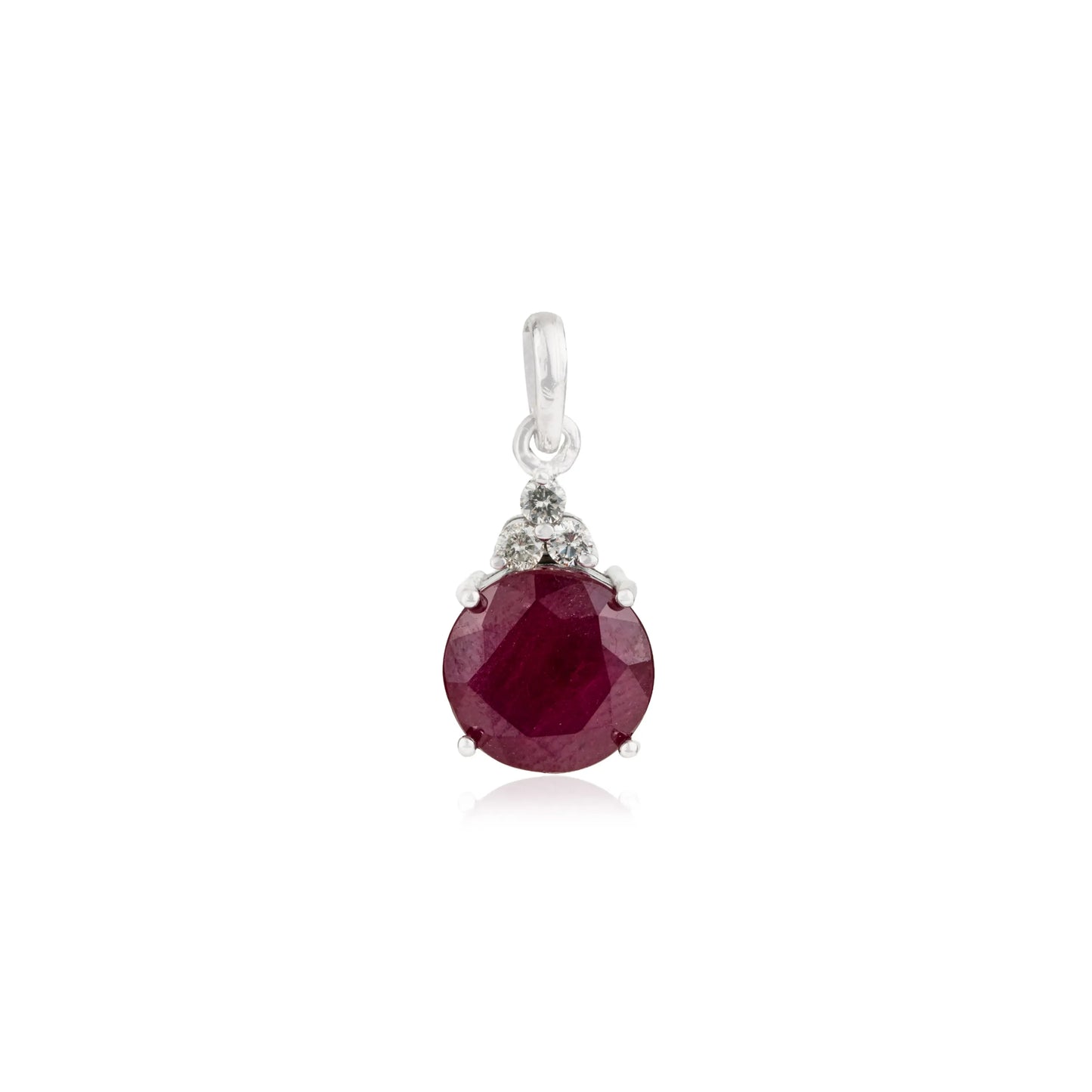 100% Genuine 7.2 CT Ruby & Diamond 925 Sterling Silver Fine Pendant Jewelry For Women's