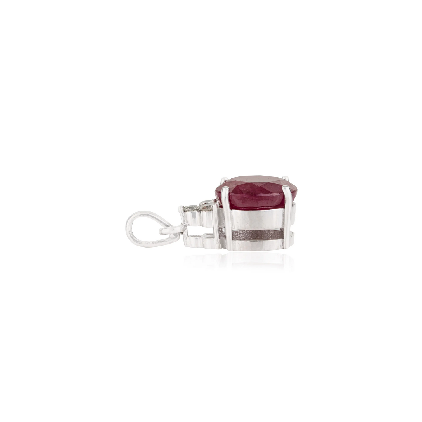 100% Genuine 7.2 CT Ruby & Diamond 925 Sterling Silver Fine Pendant Jewelry For Women's