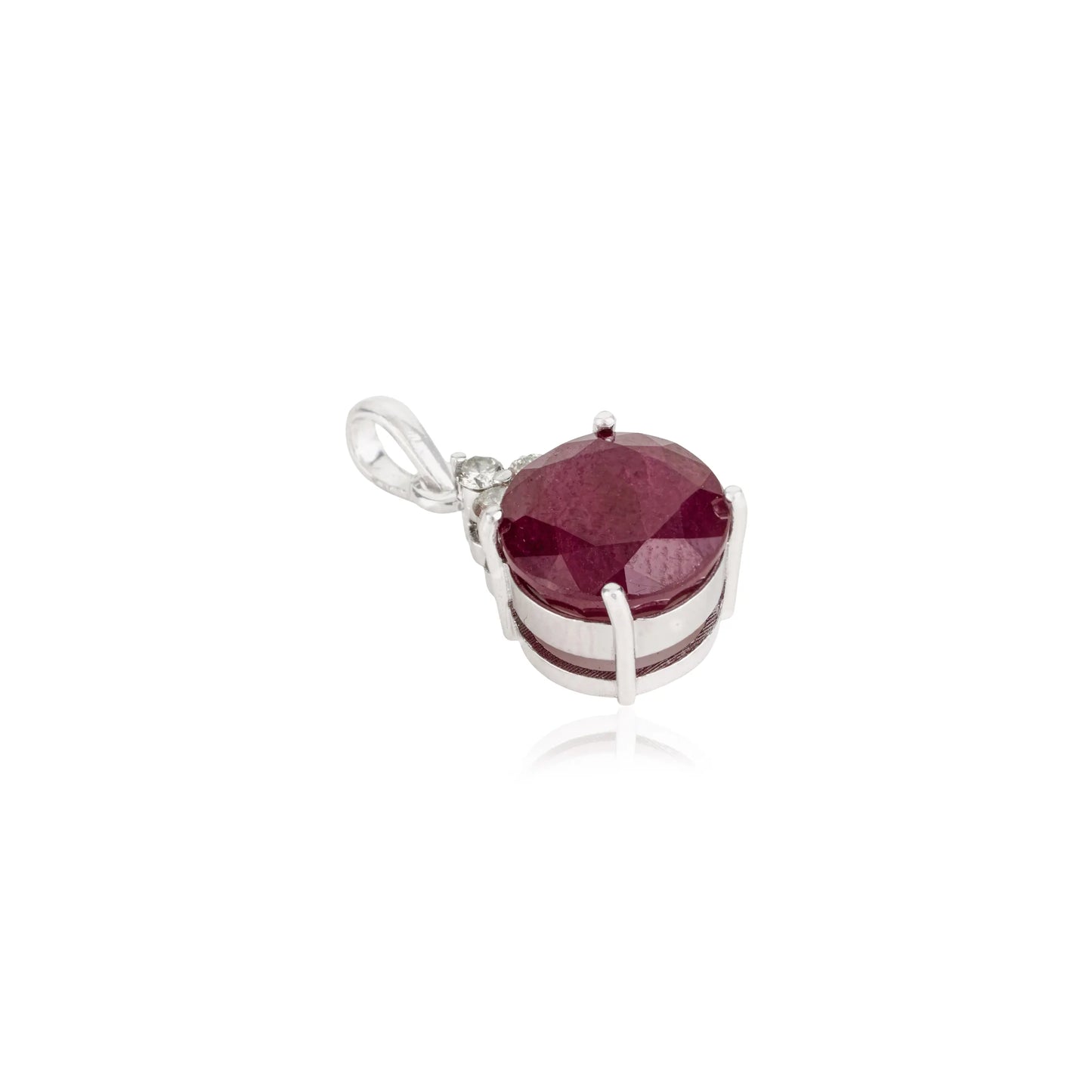 100% Genuine 7.2 CT Ruby & Diamond 925 Sterling Silver Fine Pendant Jewelry For Women's