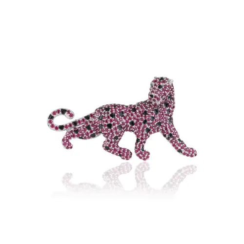 4.1 Ct. Natural Ruby Solid 925 Sterling Silver Panther Brooch Party Wear Unisex Jewelry