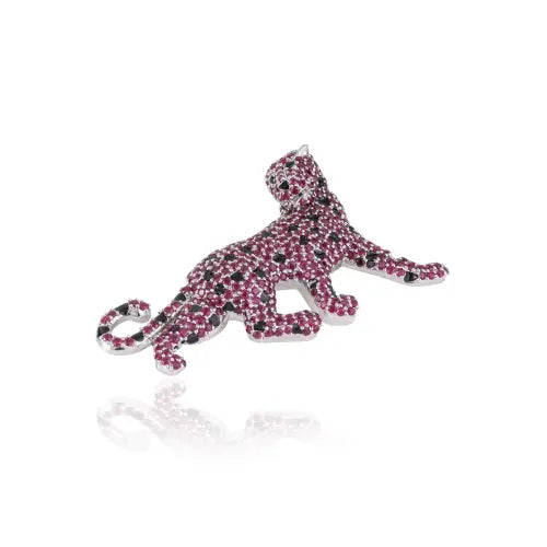 4.1 Ct. Natural Ruby Solid 925 Sterling Silver Panther Brooch Party Wear Unisex Jewelry