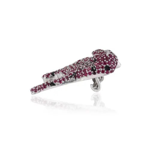 4.1 Ct. Natural Ruby Solid 925 Sterling Silver Panther Brooch Party Wear Unisex Jewelry