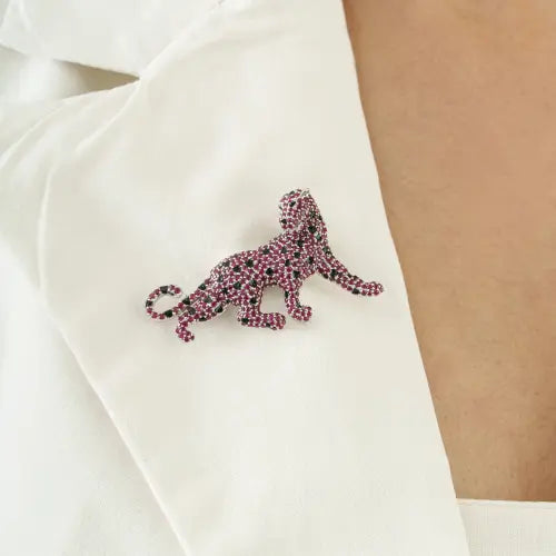 4.1 Ct. Natural Ruby Solid 925 Sterling Silver Panther Brooch Party Wear Unisex Jewelry