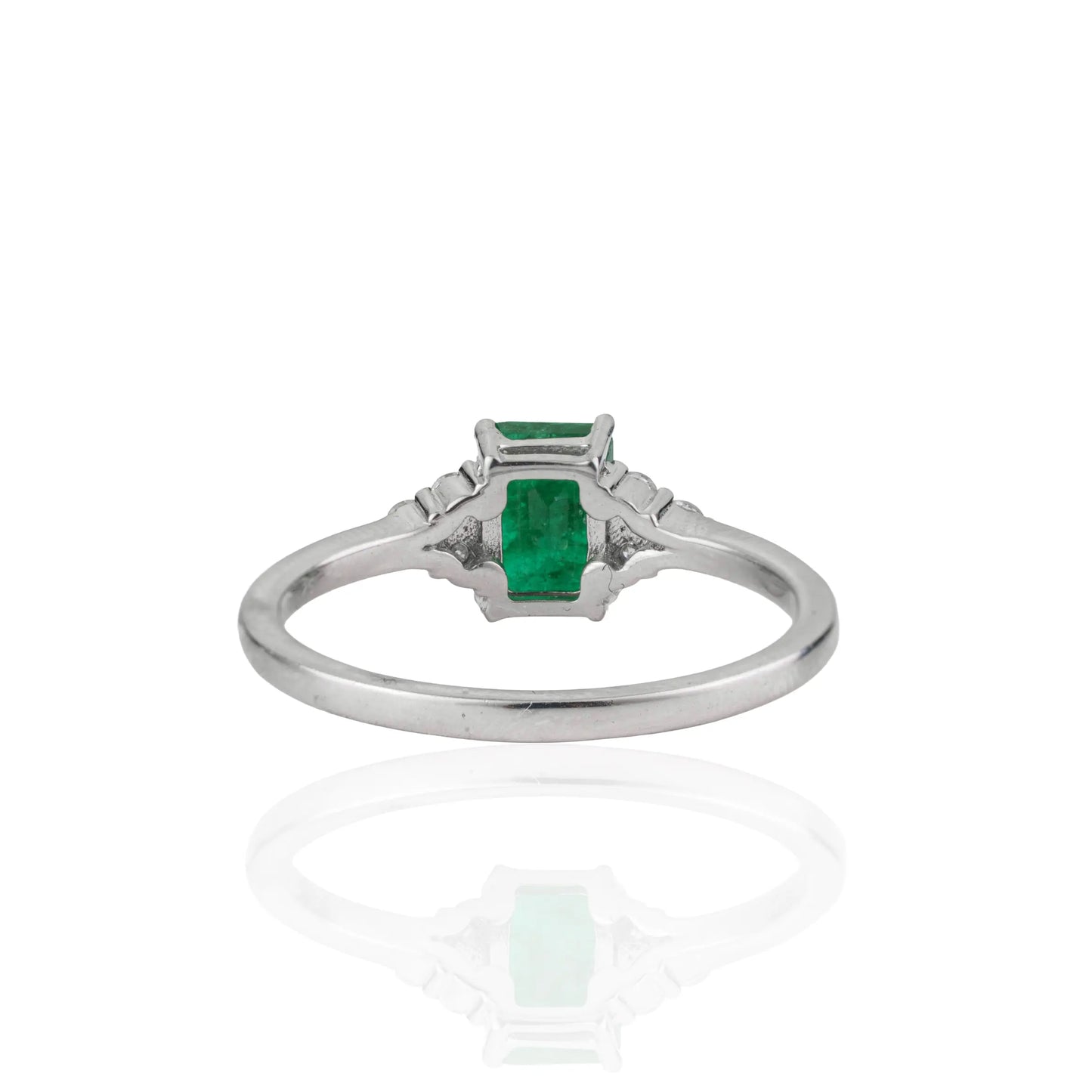 Precious Gemstone Emerald & Diamond Fine 925 Sterling Silver Ring For Women's Daily Wear