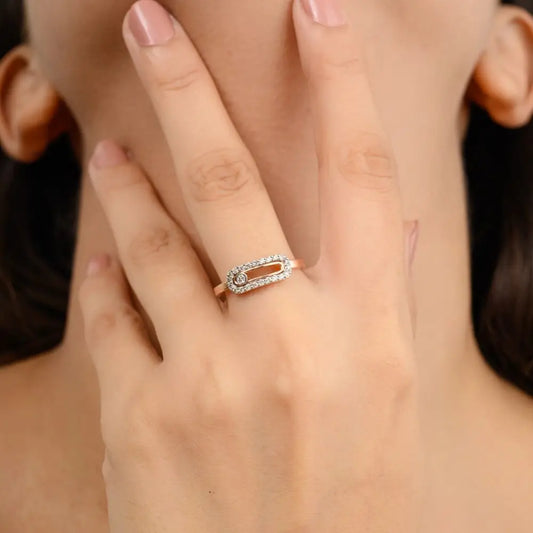 Best Quality Real Diamond Uno Pave Minimalist Ring in 14k Rose Gold