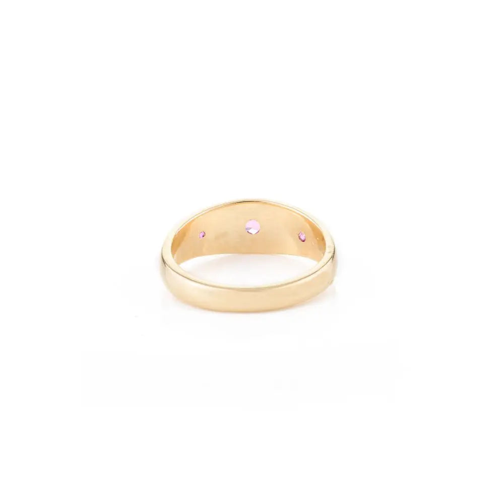 Unique Design 100% Natural Pink Sapphire & 14k Solid Yellow Gold Dome Ring