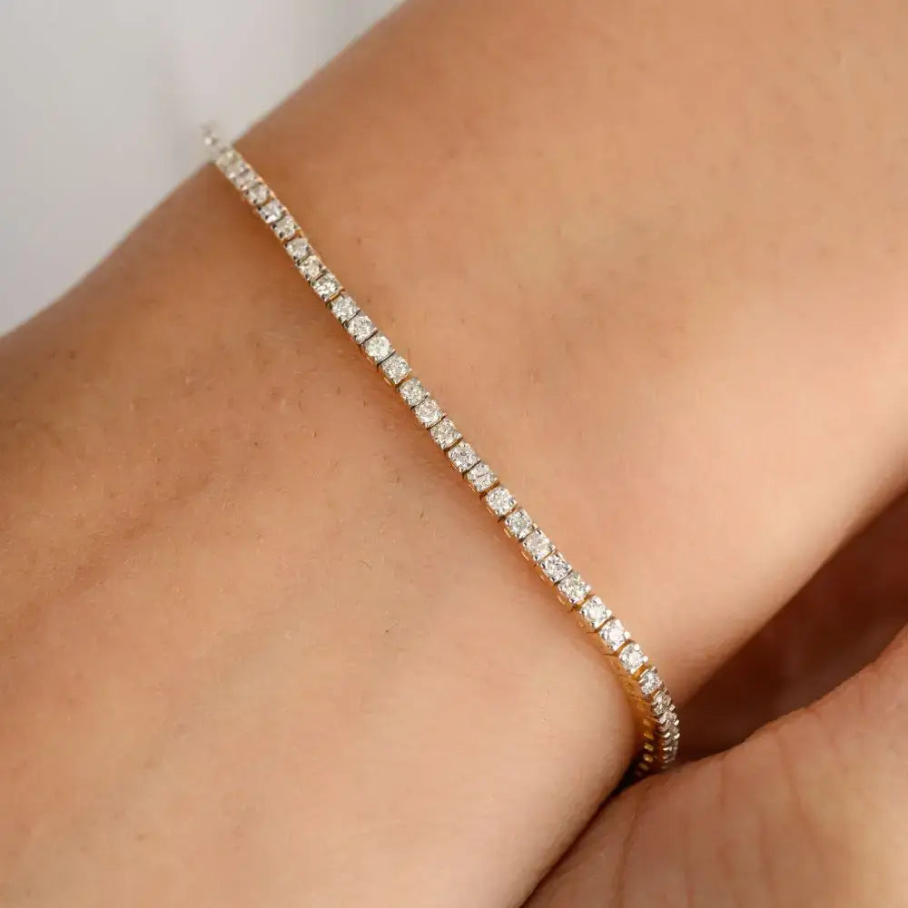 100% Authentic Real Round Cut Diamond Stackable Tennis Bracelet