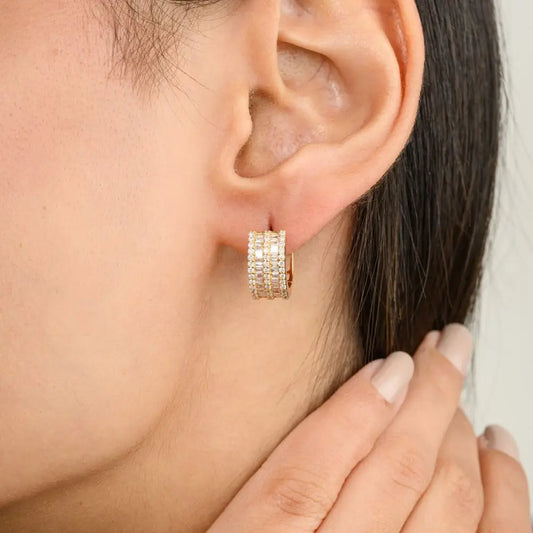 100% Genuine Diamond & 18k Solid Yellow Gold Huggie Hoop Earrings