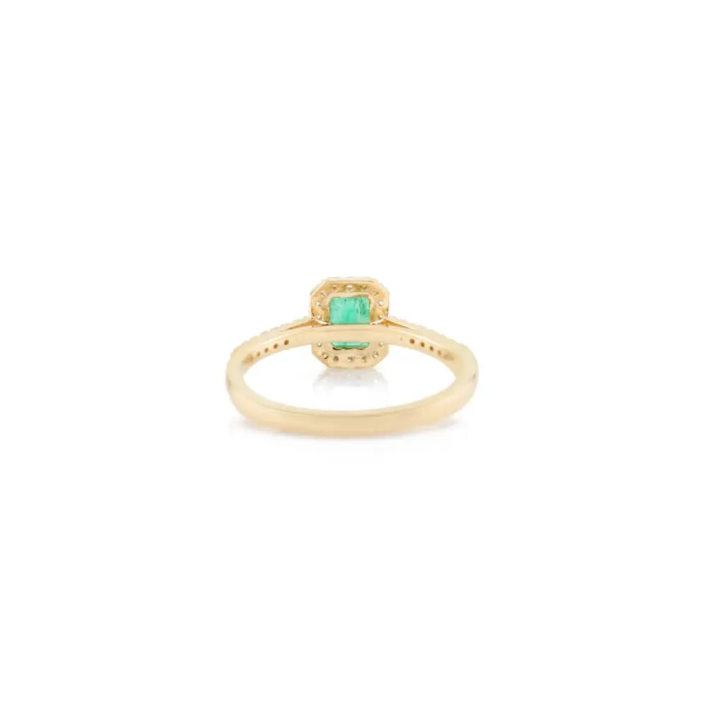 18k Solid Yellow Gold High Quality 100% Natural Emerald & Diamond Ring