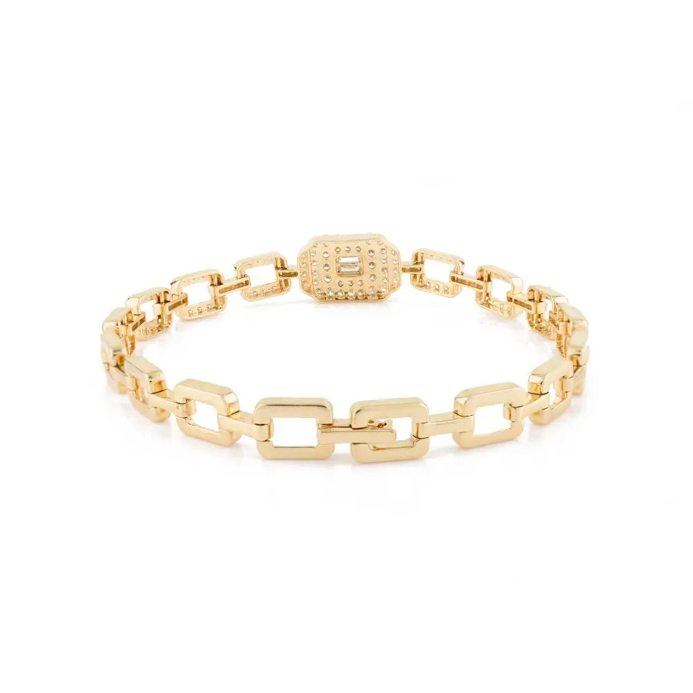 100% Authentic Real Diamond & 18k Solid Yellow Gold Wedding Bracelet for Women