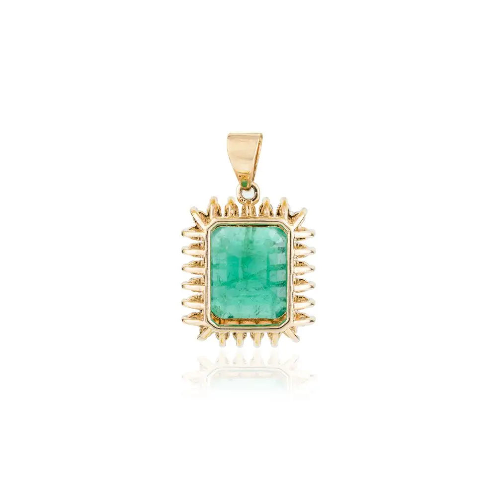 High-Quality Natural Emerald & Diamond 18k Yellow Gold Pendant