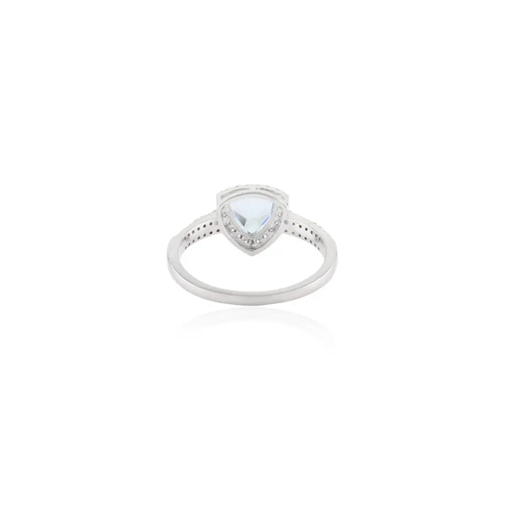 Trillion Cut Aquamarine & Diamond Engagement Ring in 18k White Gold