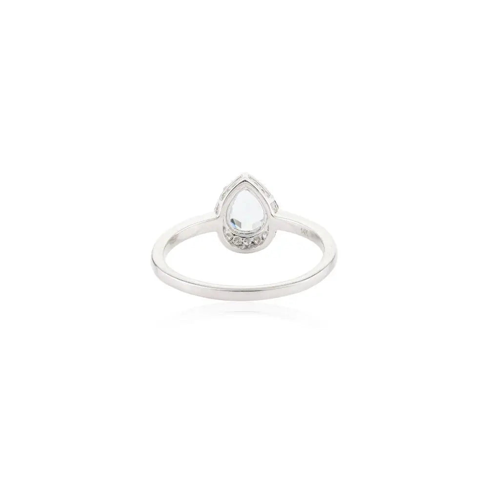 Pear Cut Aquamarine and Diamond Ring Jewelry in 14k White Gold