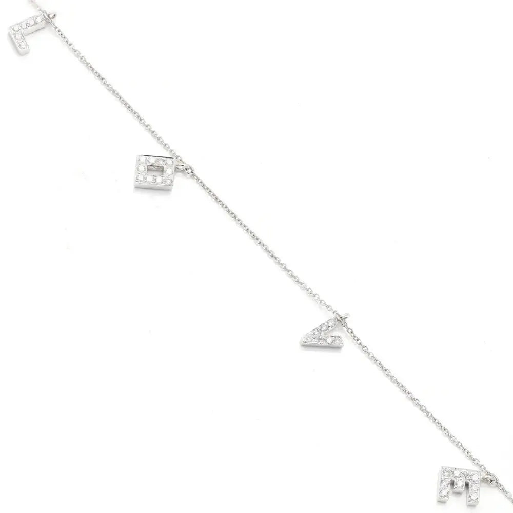 Fashionable Solid 18K White Gold Natural Diamond Custom Letter Bracelet