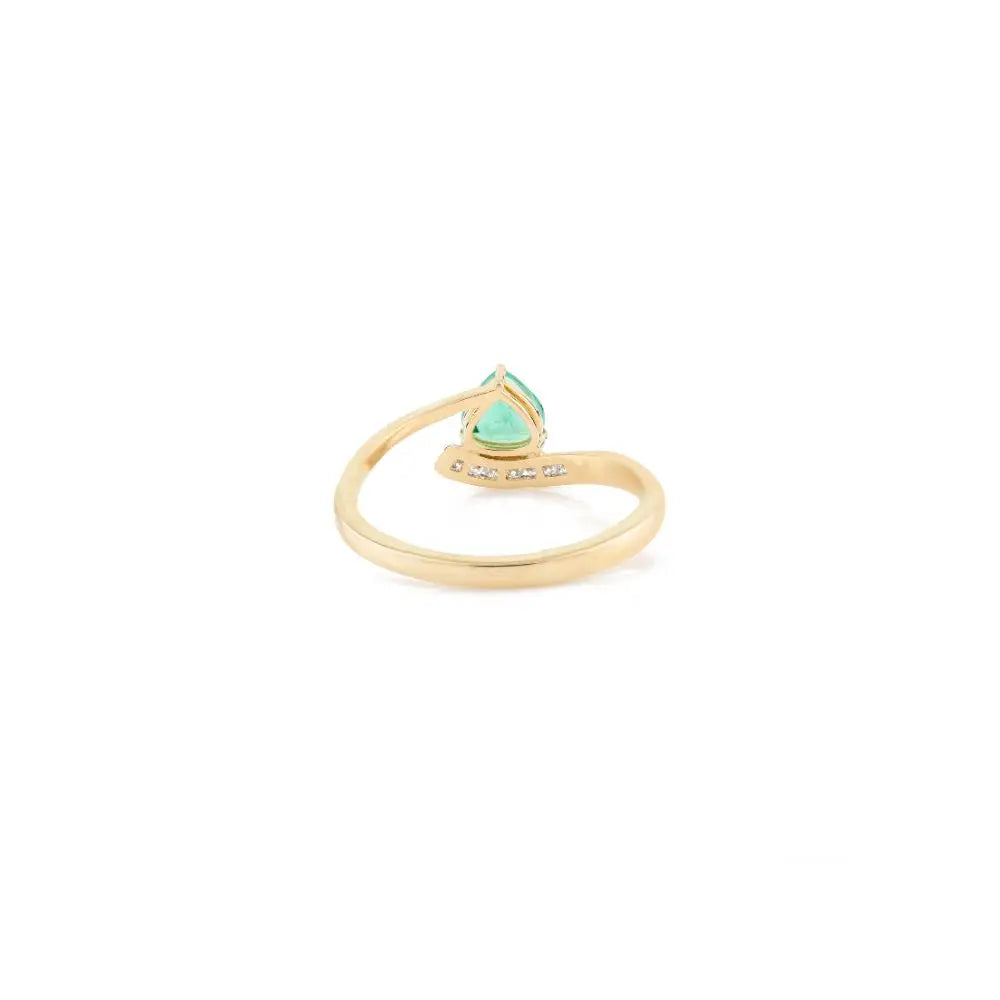 Fine Jewelry 18k Real Yellow Gold in Natural Emerald & Diamond Wedding Ring