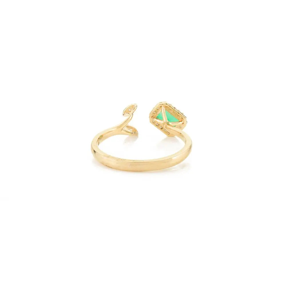 High Quality Natural Emerald and Diamond Modern Open Ring for Her