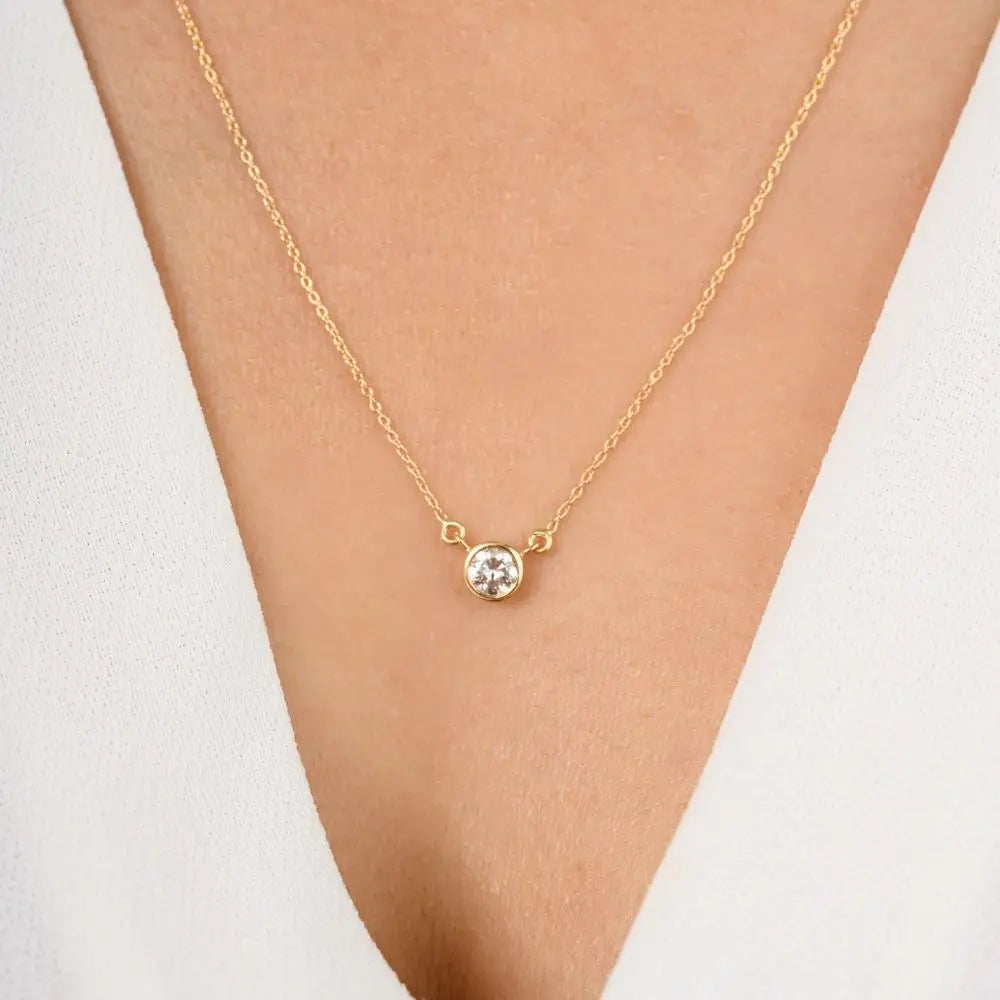 Round Cut Diamond Everyday Solitaire Pendant Necklace in 18k Yellow Gold