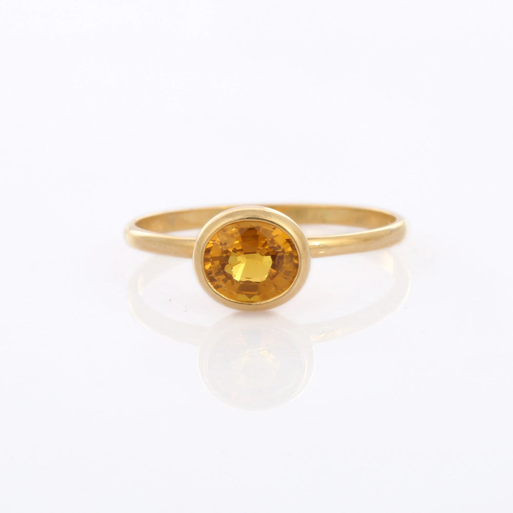 Custom Jewelry Natural Yellow Sapphire Solid 18K Yellow Gold Single Stone Ring