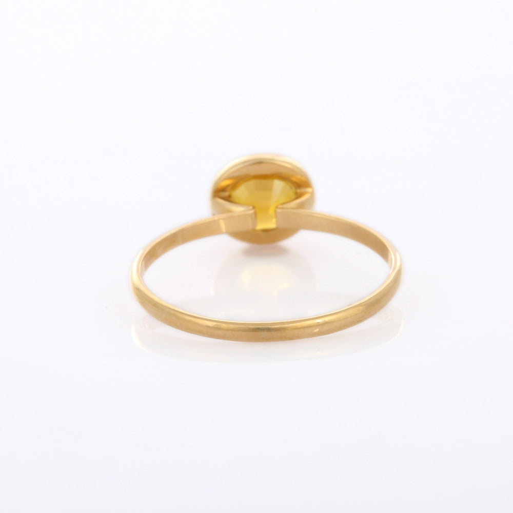 Custom Jewelry Natural Yellow Sapphire Solid 18K Yellow Gold Single Stone Ring