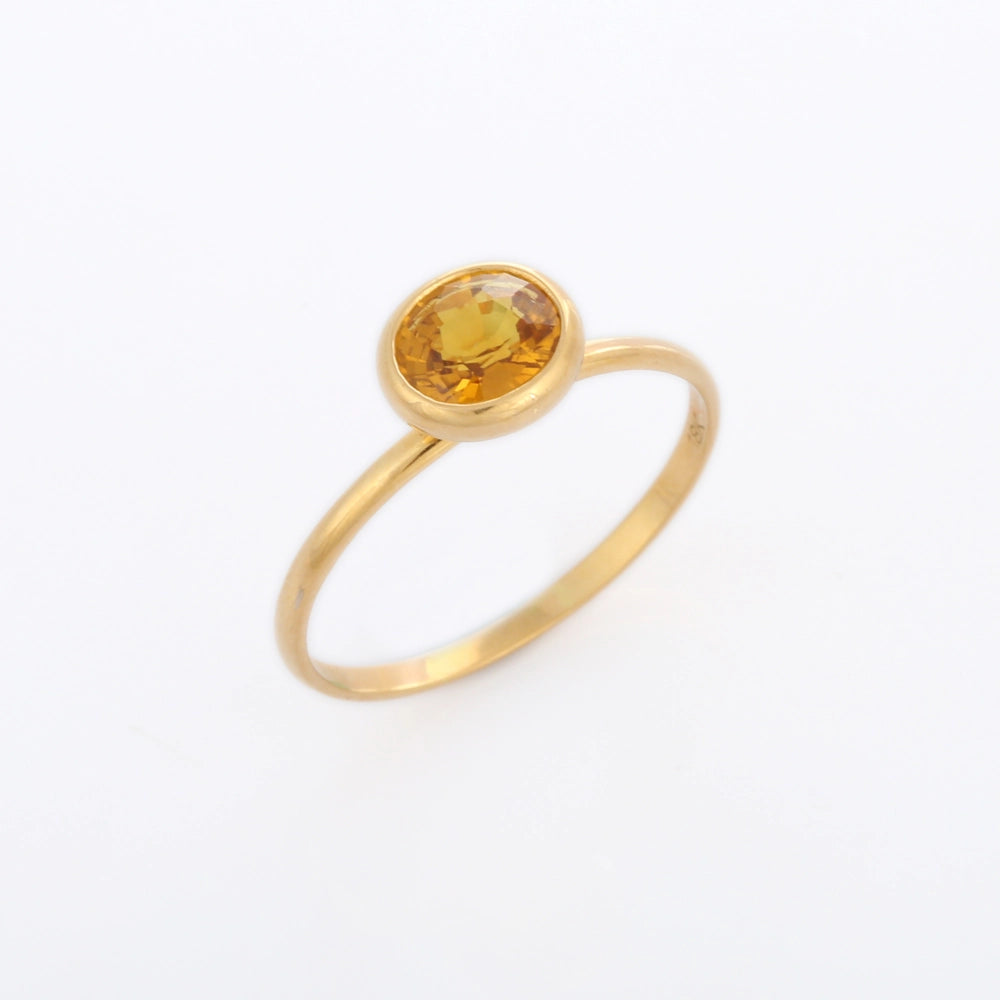 Custom Jewelry Natural Yellow Sapphire Solid 18K Yellow Gold Single Stone Ring