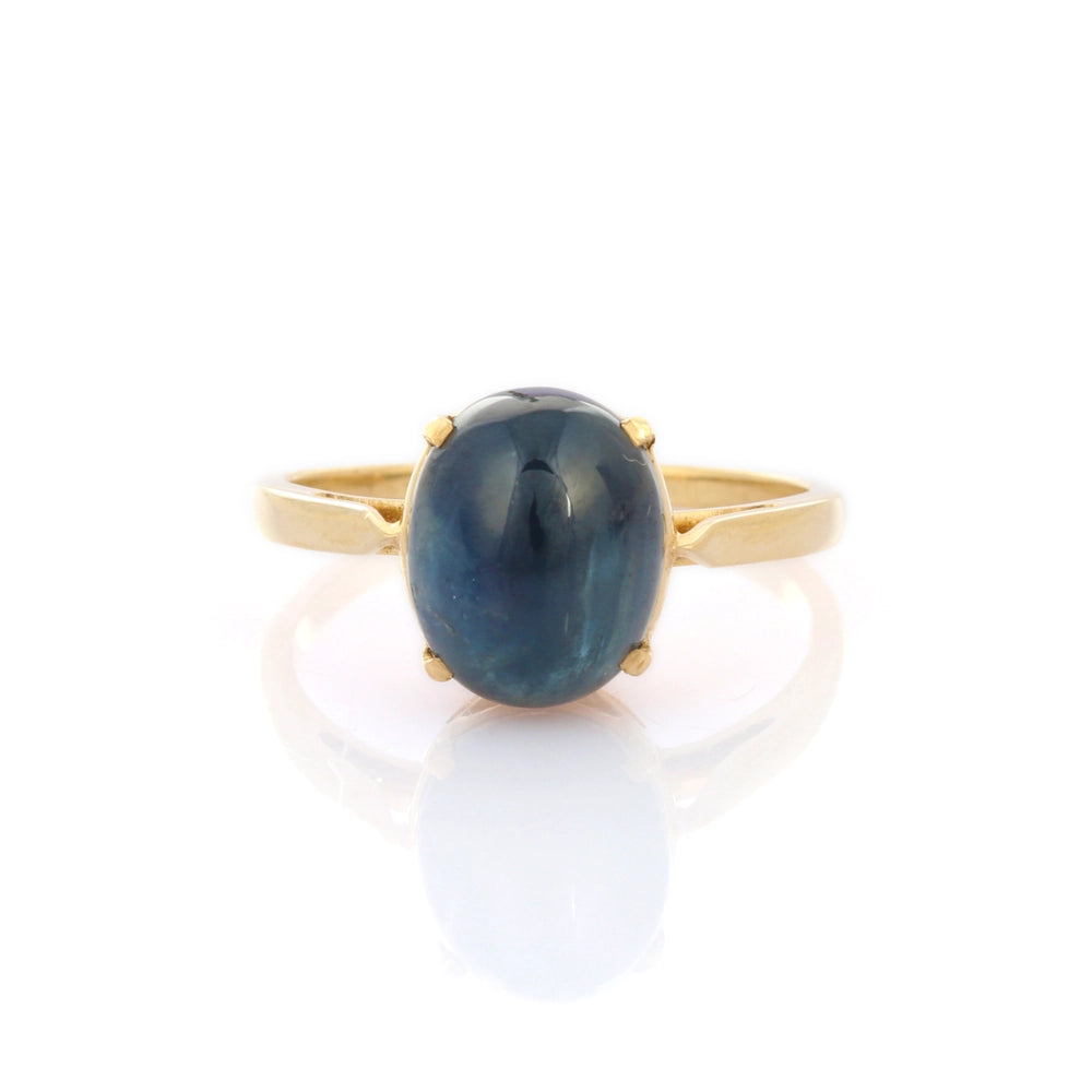 Trending Handmade Genuine Blue Sapphire 14K Solid Yellow Gemstone Ring