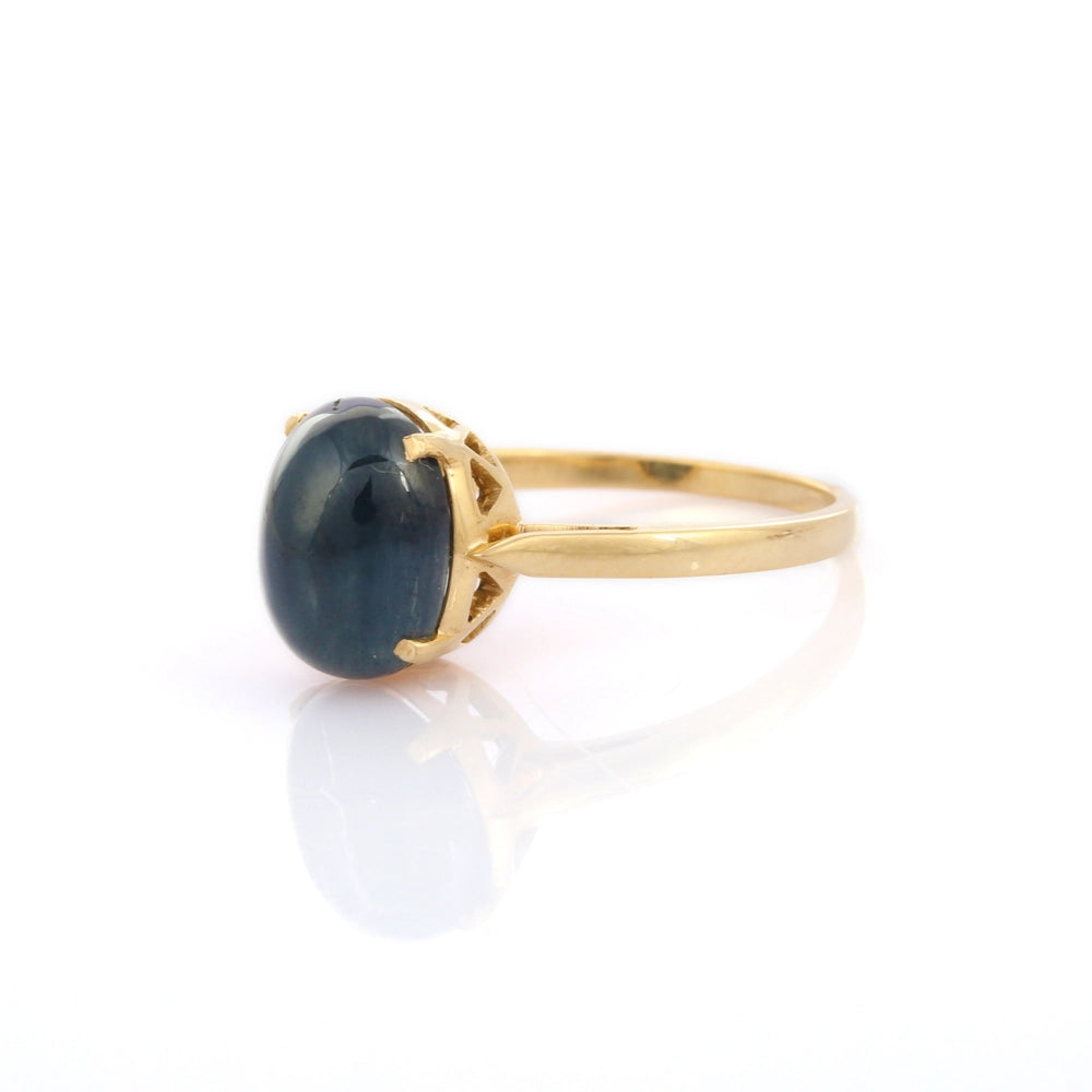 Trending Handmade Genuine Blue Sapphire 14K Solid Yellow Gemstone Ring